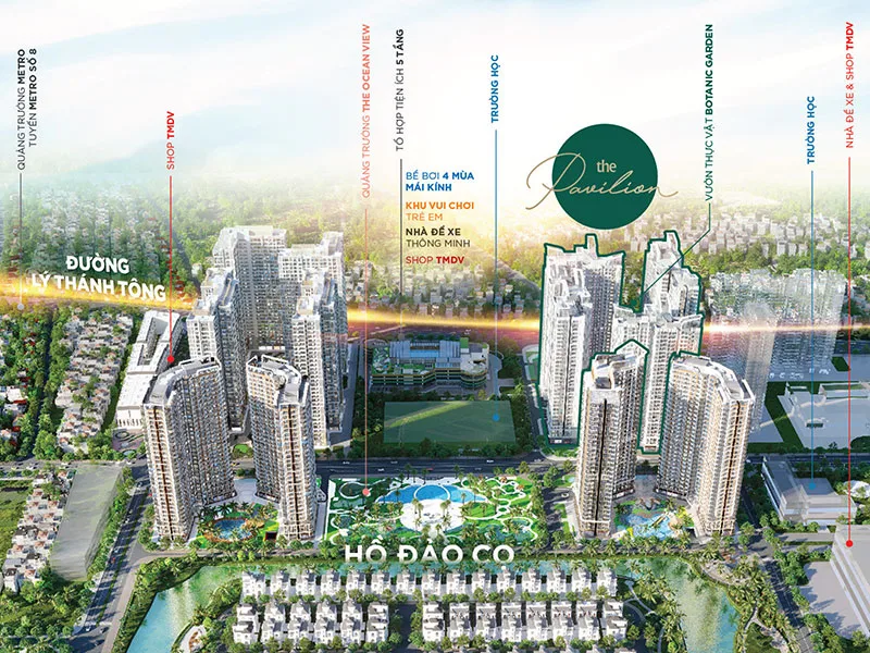 Phân khu The Pavilion Vinhomes Ocean Park có những tòa căn hộ nào?